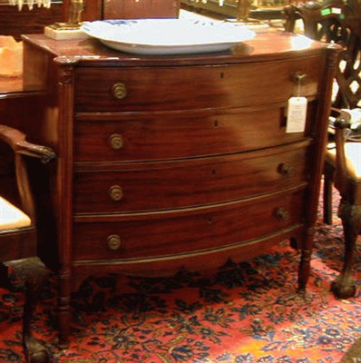 Lot 211 - Late Federal Mahogany Bow-Front Chest of...