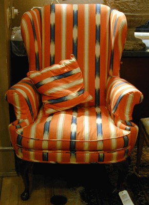 Lot 454 - Pair of Chintz Upholstered Wing Chairs