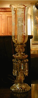 Lot 142 - Pair of Enameled Glass Hurricane Lamps