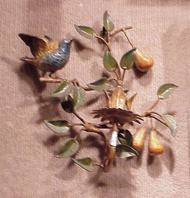 Lot 187 - Pair of Painted-Metal Pear Branch Form...