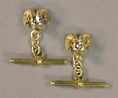 Lot 354 - Pair of Gold Cufflinks 18 kt. yellow gold,...