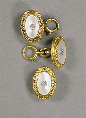 Lot 333 - Three Gold, Diamond and Mother-of-Pearl Shirt...
