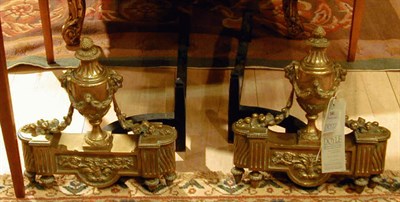 Lot 242 - Pair of Louis XVI Style Brass Andirons