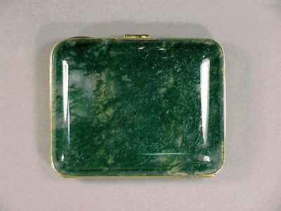 Lot 326 - Gold and Moss Agate Cigarette Case With a 14...