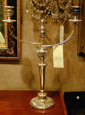 Lot 359 - Pair of Silver Plated Two-Light Candelabra