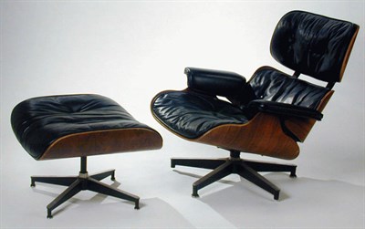 Lot 220 - Molded Plywood and Leather Armchair and...