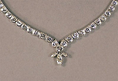 Lot 620 - Diamond Necklace Platinum, designed as a...