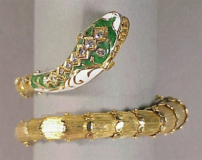 Lot 496 - Victorian Style Enamel and Diamond Snake...