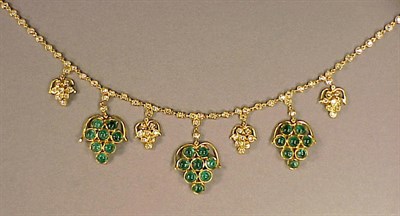Lot 433 - Emerald and Diamond Necklace 18 kt. yellow...