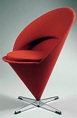 Lot 141 - Cone Chair Verner Panton With red wool...