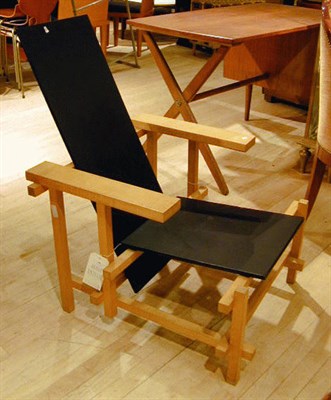 Lot 96 - Painted Armchair After Gerritt Rietveld