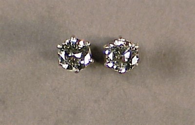 Lot 584 - Pair of Diamond Stud Earrings Platinum, each...