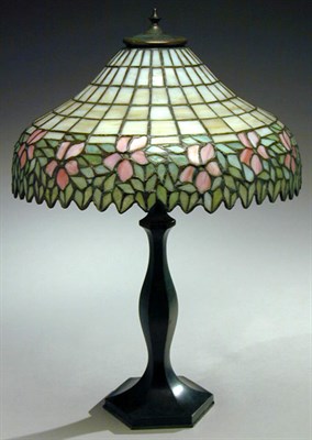 Lot 234 - Handel Style Stained Glass Lamp The shade with...