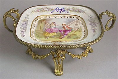 Lot 533 - Serves Style Gilt-Metal Mounted Porcelain Plate