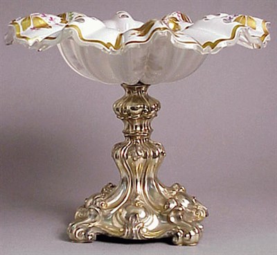 Lot 365 - Victorian Cased Glass Bride's Basket on a...