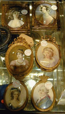 Lot 301A - Group of Six Miniature Portraits on Ivory
