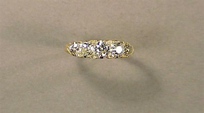 Lot 446 - Five Stone Diamond Ring 18 kt. yellow gold,...