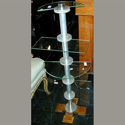 Lot 205 - Art Deco Aluminum and Glass Five-Tier Stand...