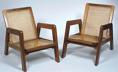 Lot 116 - Pair of Oak and Rattan Armchairs