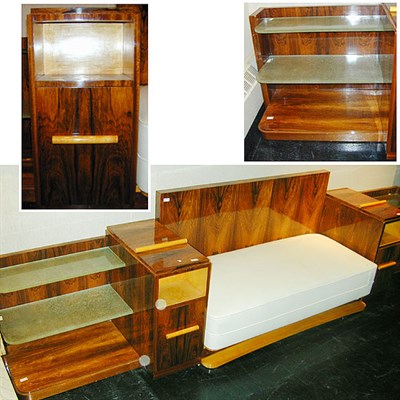 Lot 229 - Art Deco Rosewood Sofa With flanking pedestals...