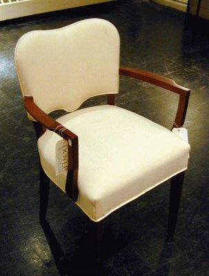 Lot 120 - Set of Four Art Deco Oak Armchairs Each shaped...