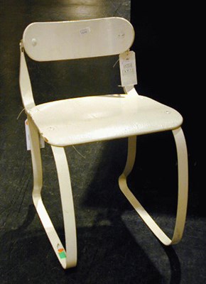 Lot 103 - White Painted Metal and Wood Work Chair Herman...
