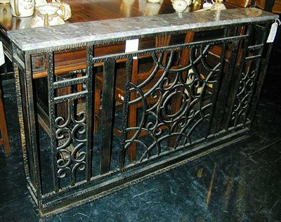 Lot 201 - Pair of Art Deco Marble Top Wrought Iron...