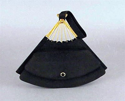 Lot 1086 - Suede Fan-Shaped Evening Bag 1950s Black, with...