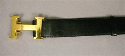 Lot 1014 - Hermes Classic H Belt Circa 1980 Black leather,...