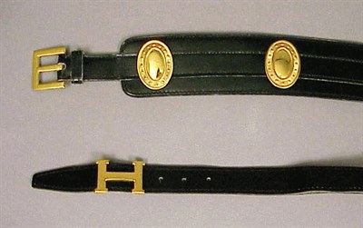 Lot 1012 - Two Hermes Belts The first narrow, black...