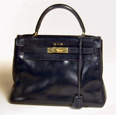 Lot 994 - Hermes Navy Calf Kelly Bag Late 1960s With...