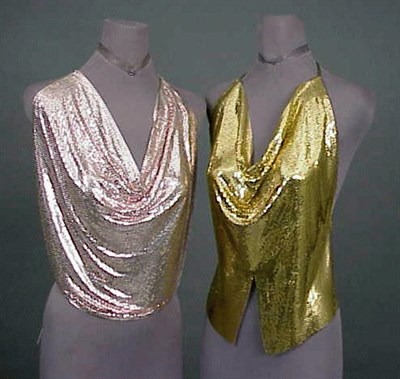 Lot 1018 - Two Whiting and Davis Disco Halter Tops 1970s...