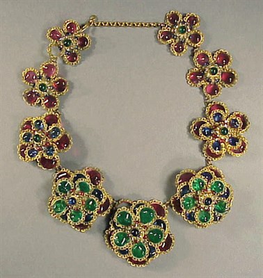 Lot 185 - Pate de Verre Flower Necklace Probably Gripoix...