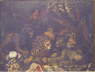 Lot 213 - Italian School 17th Century LIONS and LEOPARDS:...