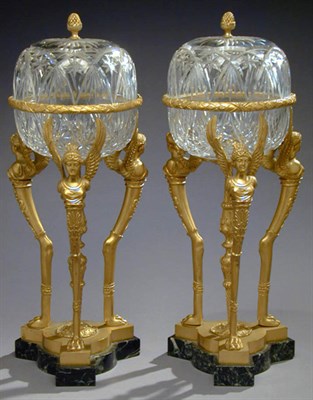 Lot 656 - Pair of Empire Style Gilt-Bronze Mounted Cut...