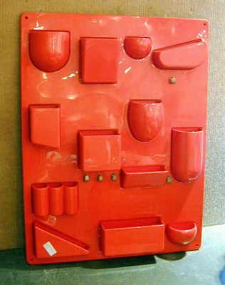 Lot 352 - Orange Molded Plastic Wall Organizer Ingo...