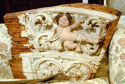 Lot 551 - Two Baroque Style Carved and Painted Wood...