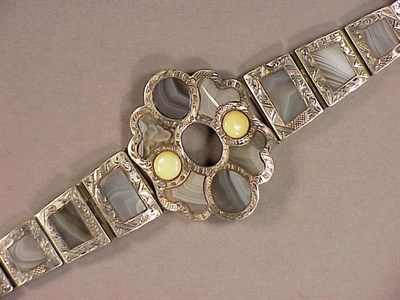 Lot 240 - Scottish Blue Agate Bracelet Silver, the band...