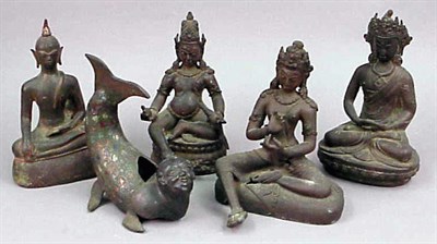 Lot 175 - Group of Five Bronzes of Bodhisattva and...