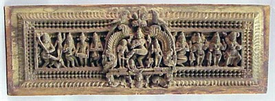 Lot 177 - Indian Carved Wood Architectural Section of...