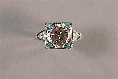 Lot 419A - Brown Diamond Ring 14 kt. white gold, the...