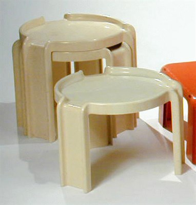 Lot 345 - Nest of Three White Plastic Tables Designed by...