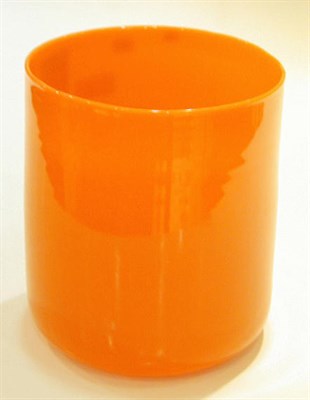 Lot 325 - Boda Glass Vase Of cylindrical form, in orange,...