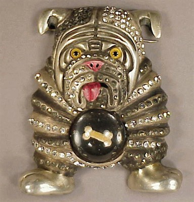 Lot 335 - Large Bulldog With Bone Brooch Silver metal...