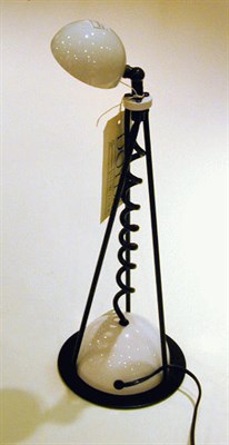 Lot 279 - Painted Metal Lamp The white dome-shaped shade,...