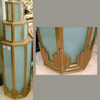 Lot 370 - Art Deco Painted Metal and Glass Chandelier Of...