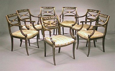 Lot 531 - Set of Seven Regency Style Painted and...