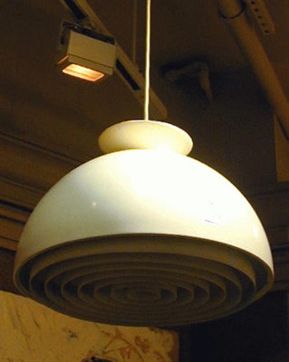 Lot 247 - Painted Metal Hanging Shade Of simple dome...