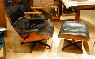 Lot 218 - Molded Plywood and Leather Armchair and...
