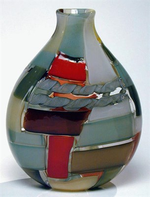Lot 318 - Robin Mix Glass Vase Of flattened ovoid form,...